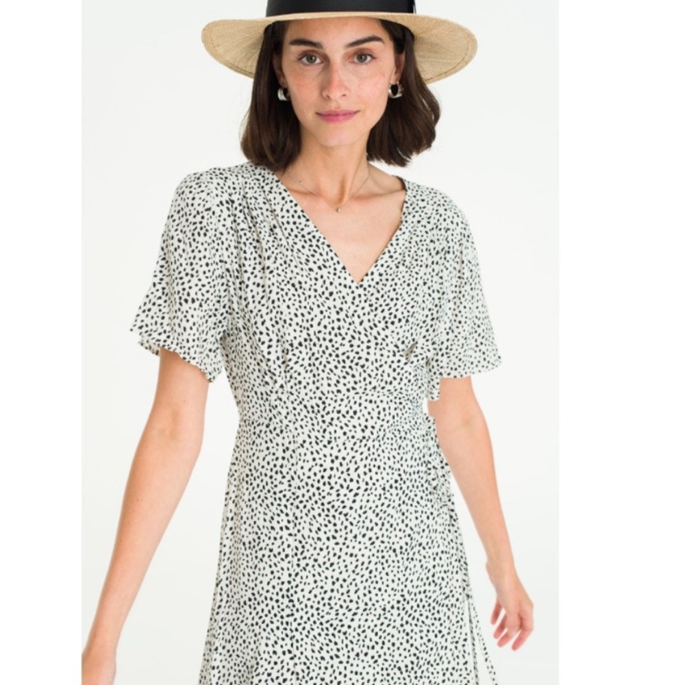 Lake Flower Boho Black Speckled Polkadot Dress